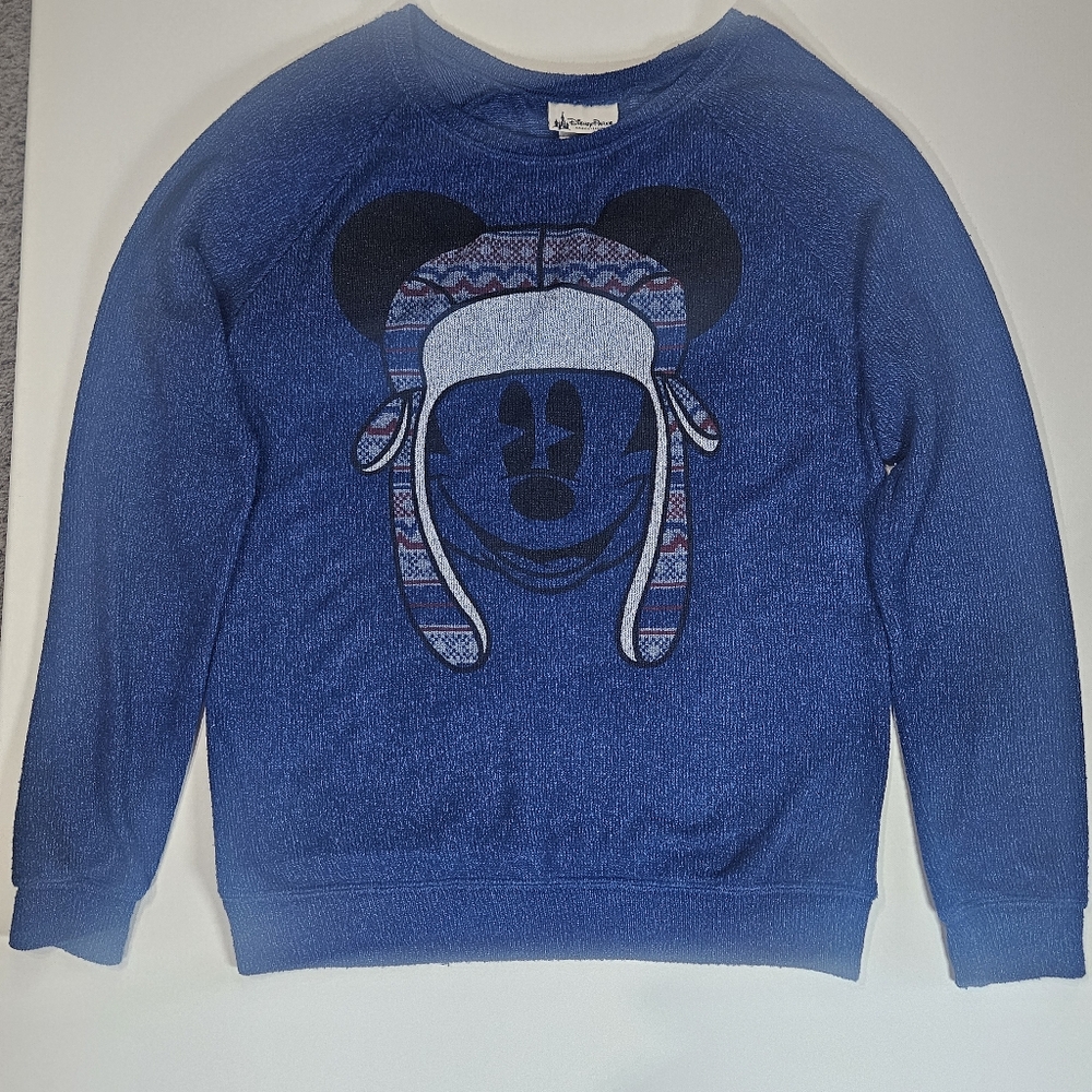 Disney Parks Sweater Womens Medium Blue Black Winter Mickey Limited Edition‎